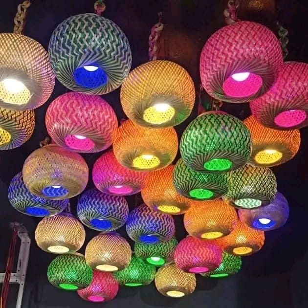 Handwoven bamboo lighting